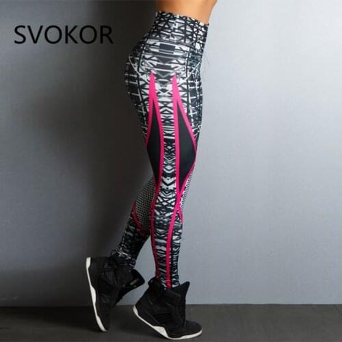 SVOKOR Leggings for Women women' Geometric Line Print Leg Pants Polyester High Waist Hip Elastic Slim Breathable Leggings