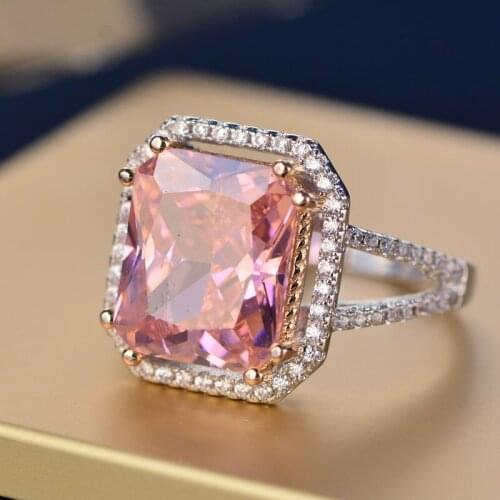 HIBRIDE Luxury Brand Women Ladies Mirco-Pave Pink Cubic Zirconia Beautiful Delicate Ring Engagement Ring R-156