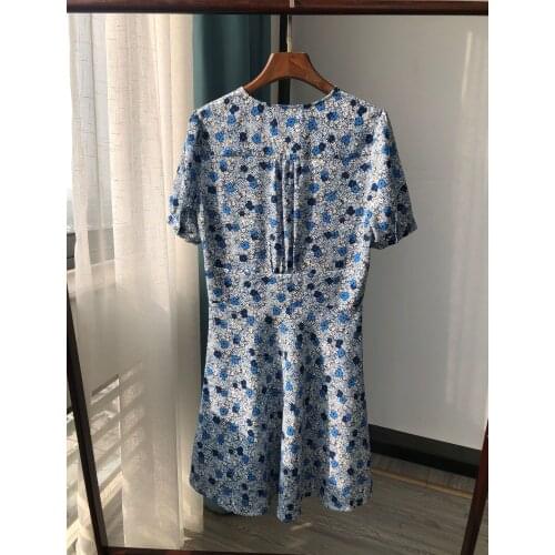 Women Dress V-neck Floral Print Mini Dress