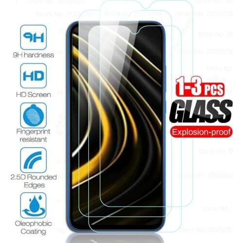 1-3pcs full cover tempered glass for xiaomi pocophone poco m3 m 3 pocom3 pocophonem3 6.53'' phone screen protector film cam sklo