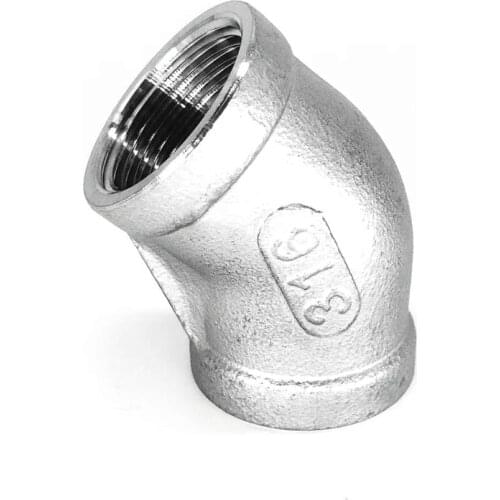 1/4" 3/8" 1/2" 3/4" 1" 1-1/4" 1-1/2" BSP Female Thread 316 Stainless Steel 45 Degree Elbow Pipe Fitting Connector Adapter