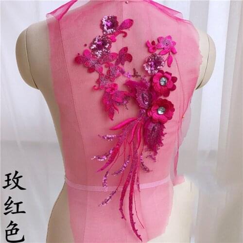 1 Piece Gold Lace Applique Beaded Sequins Neckline Collar Appliques Embroidery Lace Trim Fabric Cloth Sewing Patchwork DIY Craft