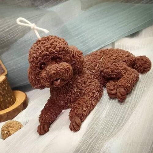 3D Simulation Teddy Dog Candle Silicone Mold Poodle Plaster Decoration Aromatherapy Candle Making