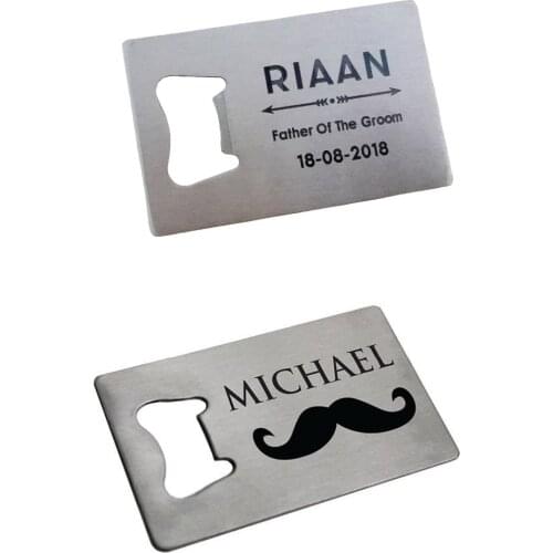 6pcs Personalized Credit Card Bottle Openers Customs Engraved Bottle Opener wedding favor gift