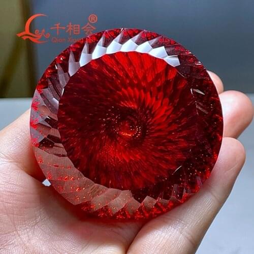 60mm round shape Millennium cutting orange red color cubic zirconia loose stone cz stone