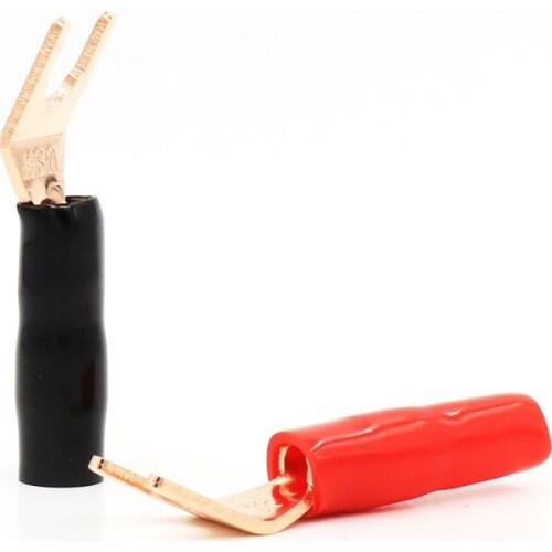 8pcs hifi audio gold plated Y Spade Plug hi-end Speaker Cable Spade Connector Terminal Plug