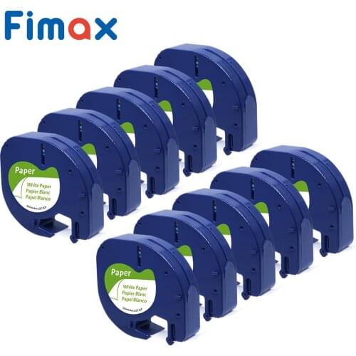 91200 10 Pcs Compatible for DYMO LetraTag Label Tape 91200 Black on White 12mm Paper for DYMO Label Printers 18771 91201 12267