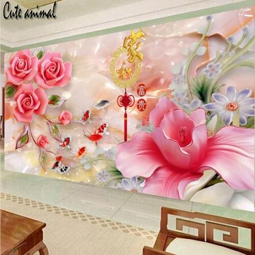 DIY 5D Full Diamond Embroidery Rose lotus koi fish Diamond Mosaic Diamond Painting Cross Stitch Chinese style Home Decoration