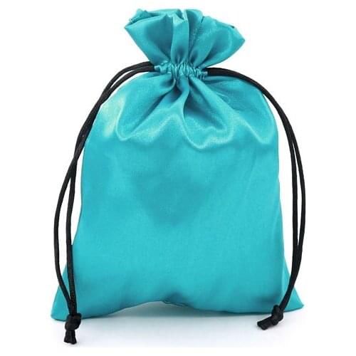 100pcs/lot 8x10 9x12cm Lake Blue Satin Bags Small Candy Jewelry Packaging Bags Party Favors Storage Drawstring Gift Bag Pouches