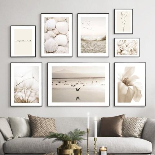 White Shell Beach Flower Dandelion Minimalist Canvas Painting Hot Style Wall Picture Posters For Living Room Bedroom Decoration