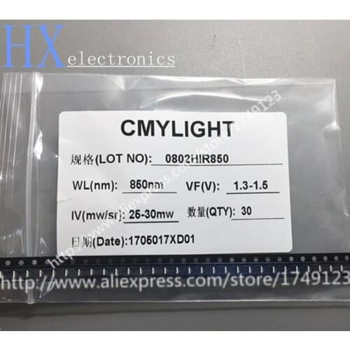 Free shipping 30PCS 0805 2106 2.1*0.6mm 850nm SIDE SMD infrared lamp IR LED 1.3-1.5V 28-30mW Light beads optoelectronic switch