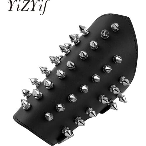 Punk Gothic Wristband Unisex Faux Leather Metal Spikes Gauntlet Wristband Armband Medieval Bracers Protective Arm Armor Cuff