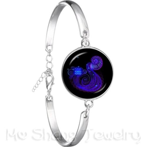 Libra/Scorpio/Sagittarius/Capricorn/Aquarius/Pisces Zodiac Signs Bracelet Trendy 12 Constellations Cabochon Glass Gem Birthday