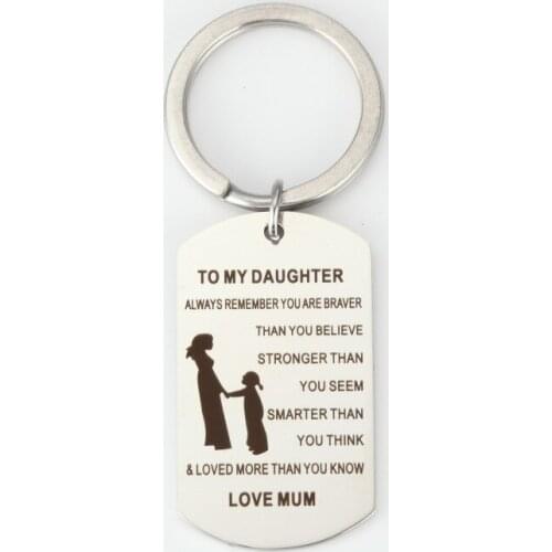 LOVED MORE THAN YOU KNOW LOVE MUM Inspirational Key Chain Jewelry Stainless Steel Military Card Key Chain Jewelry