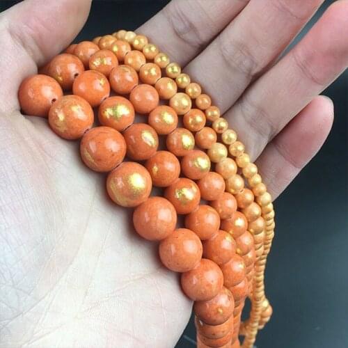 4 6 8 10mm Natural Stone Orange Lapis Lazuli Jades Loose Spacer Beads For DIY Jewelry Making Bracelet Earrings Accessories 15