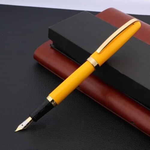 1Pc Brand New Colorful White Black Red Yellow Office Classic Golden Metal Gift Ink Fountain Pen