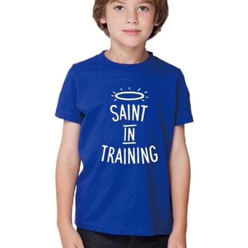 Saint In Training Kids Summer Cotton Tee Childrens T-Shirt Catholic Gift Shirt