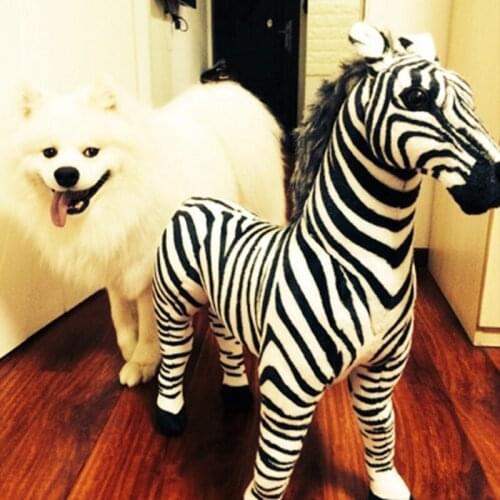 Dorimytrader quality soft simulation animal zebra plush toy realistic animals zebras toys for kids gift room deco teaching props