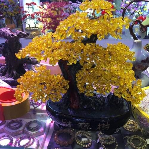 Extra large natural quartz crystal small yellow crystal tree