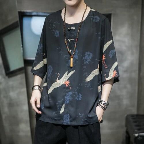 Online Chinese Store Tee Tops National Asian Clothes Harajuku Kimono Streetwear T-Shirt Hip Hop Summer 2020 Japanese Top FF2745