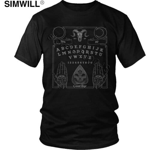 Mens Witch Hand Ouija Tees Urban Skull T Shirt Short Sleeved Pure Cotton Breathable T-Shirt Round Collar Regular Fit Clothing