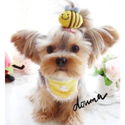 Pet Grooming super cute little bee pet dog Tactic Yorkshire flower headdress jewelry hairpin accessories