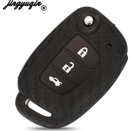 Jingyuqin 10pcs For Hyundai Creta Solaris i30 ix35 Tucson Elantra Santa Fe FOB 3 Buttons Remote Car Key Silicone Case Cover