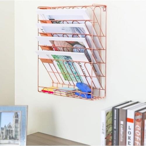 Creative Wall-mounted Newspaper Storage Rack Home Office Magazine File Holder Desktop Bookshelf