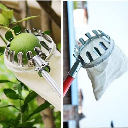 Metal Fruit Picker Convenient Fabric Orchard Gardening Apple Peach High Tree Picking Tools