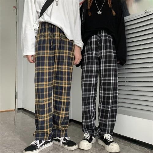 Jogger Fashion Plaid Trousers Women Akiharajuku Street High-Waist Casual Pants Men And Women Summer Loose Wild Wide-Leg Pants