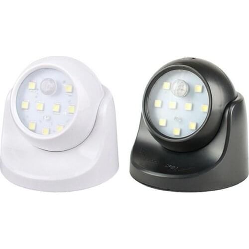 Motion Sensor 9 Led Night Light 360 Degree Rotation Wireless Detector Night Light Wall Lamp Auto On/Off Closet Hallway Light
