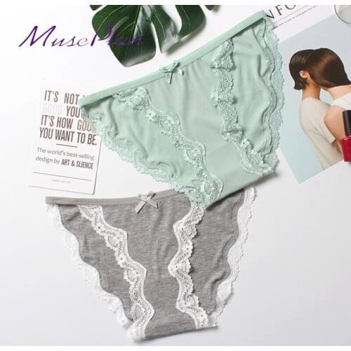 New sale! Japanese and Korean sexy ladies cotton bottom thongs comfortable large size multi-size bow lace briefs