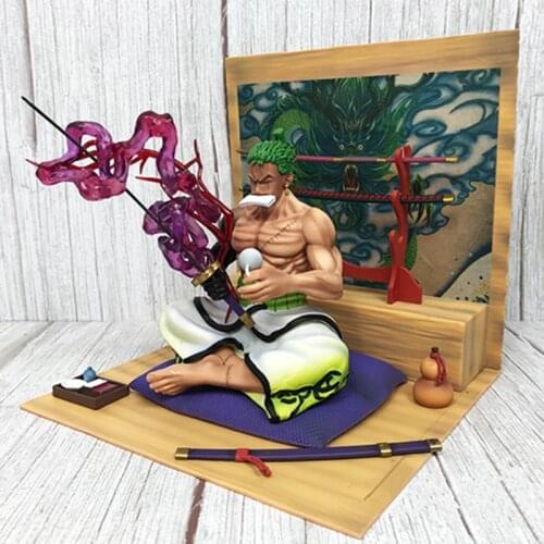 One Piece Roronoa Zoro Sitting Posture Statue PVC Desk Decoration Collection Action Figure Model Toys Gift 24cm