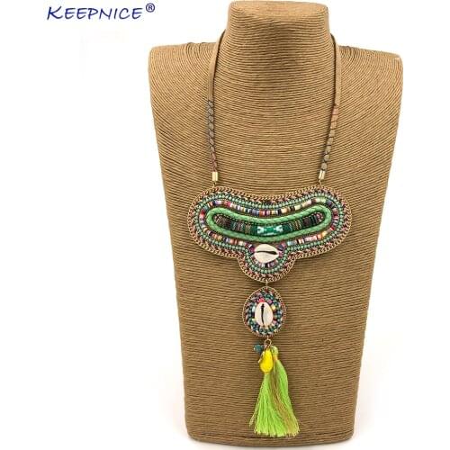 New handmade Bohemia Boho Tassel Pendents Necklace Unique Chic Collier Choker Necklaces Ethnic Necklace For Women