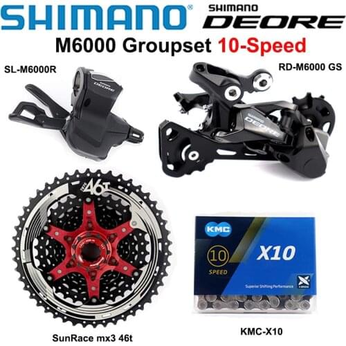 SHIMANO DEORE M6000 10S Groupset MTB Mountain Bike Groupset 10 Speed SunRace Cassette M6000 Rear Derailleur M6000 Shift Lever