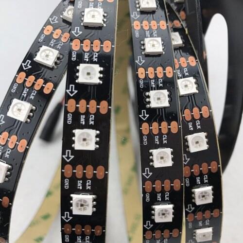 BLACK PCB DC5V SK9822 addressable led pixel strip;60leds/m with 60pixels/m;non-waterproof;4m a roll