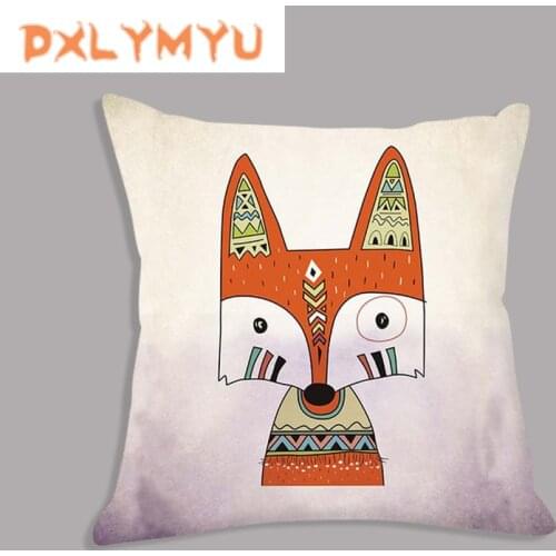 Indian Style Animals Cushion Giraffe Zebra Poster Print Pillow for Sofa Bed Decorative Cushion Soft White Cushion Home Decor