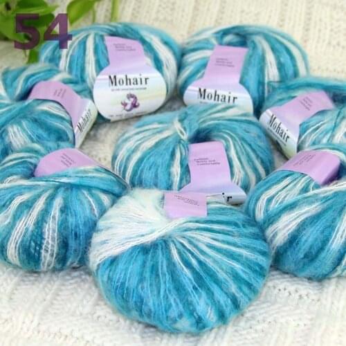 Sale New 8BallsX25g Luxury Soft Mohair Warm Wrap Shawl Hand Knit Crochet Yarn Turquoise White 291-54-8