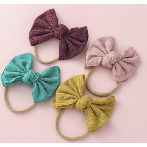 Hair Bows Ties Infant Baby Girls Knitted Ribbed Hair Bands Elastics Ponytail Holders Toddler Fashion Hair Accessories