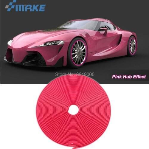 SmRKE 8M Car Wheel Hub Rim Edge Protector Ring Tire Strip Guard Rubber Stickers On Cars Pink Car Styling