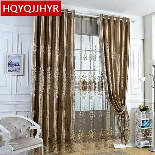 Europe high-end custom luxury Velvet Blackout curtains for Living Room windows with classic embroidery Voile Curtain for Bedroom