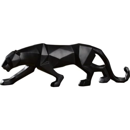 Modern abstract resin leopard statue geometric black panther sculpture wild animal figurine home decoration accessories furnitur