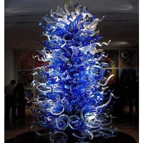 Modern Luxury Blue Glass Sculpture Restaurant Lobby Bar Designer Hand Blown Glass Sculpture