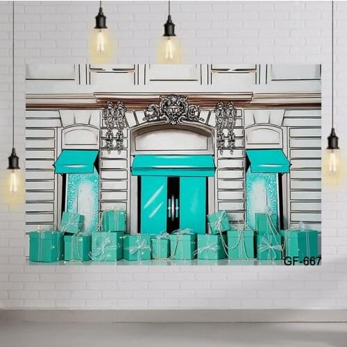Vinyl Backdrops Aqua Jewelry Store Gift Baby Portrait Birthday Party Photography Backgrounds Photo Studio Wall Decorate