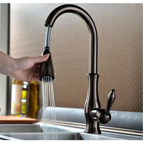 Free ship ORB Pull Out Sprayer Kitchen Bar Sink Mixer Faucet Single Hole Deck Mount solid Brass+ABS