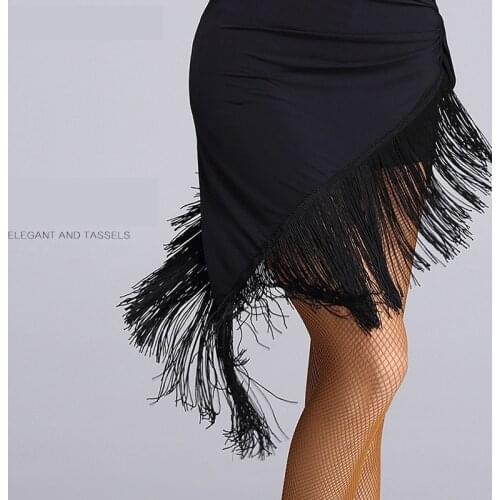 Professional Latin Dance Skirt Women Black Competition Practice Ballroom Tango Skirt Tassel Fringe Latin Salsa Dance Skirt