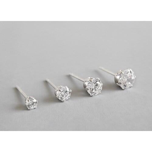 Tiny Round Cubic Zirconia 925 Sterling Silver Wedding Studs Earrings for Women Fashion Mens Small CZ Earings Christmas Jewelry