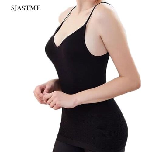 SJASTME Black Beige Comfort Shapewear Top Seamless Firm Control Tank for Women Sexy Waist Trainer Slimming Vest Slim Body Shaper