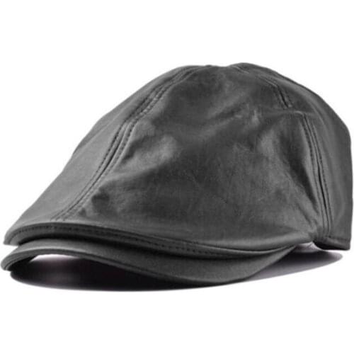#Women Mens Vintage Artificial Leather Beret Cap Peaked Hat Newsboy Sunscreen Black Solid Cotton Beret Cap Adjustable Hats 2020