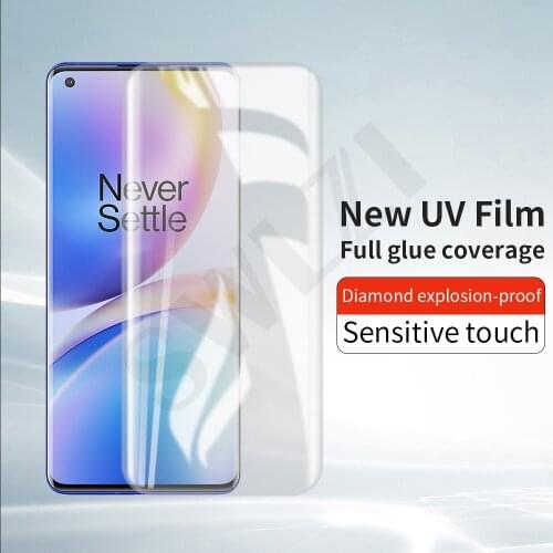 ZLNHIV 9D full cover for Oneplus 8 9 pro UV tempered glass 7 7T pro phone screen protector UV Glass smartphone protective film